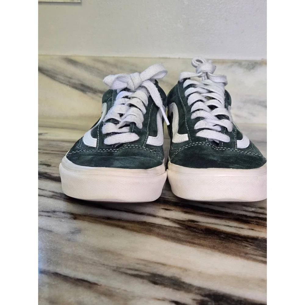 Vans Old Skool Forest Green Suede Low Top Skate Sneakers White Stripe M‎ 8 w 9.5